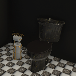 Toilet Black and Gold Marble