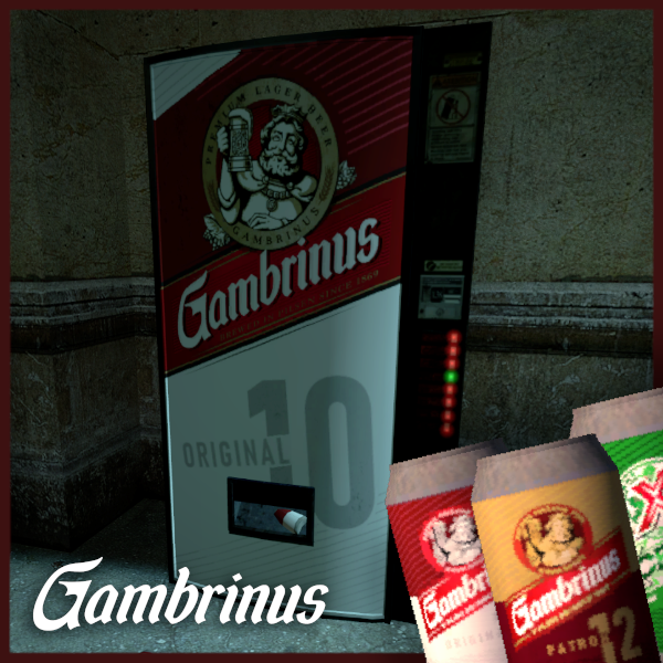 Gambrinus - Vending machine and cans