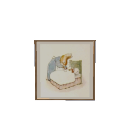 Peter Rabbit going to bed -picture 30 x 30 cm Wood frame
