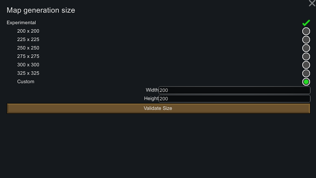 Change in Save Map Generation Size mod preview for RimWorld