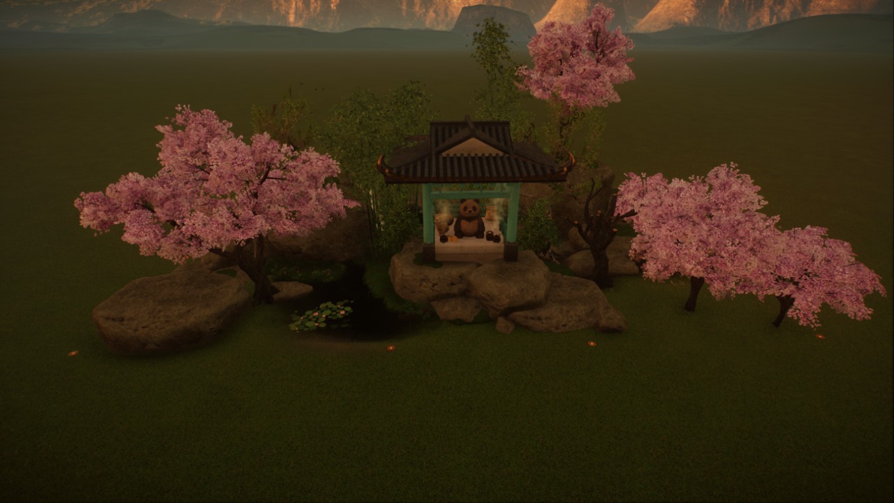 Panda scene with waterfall