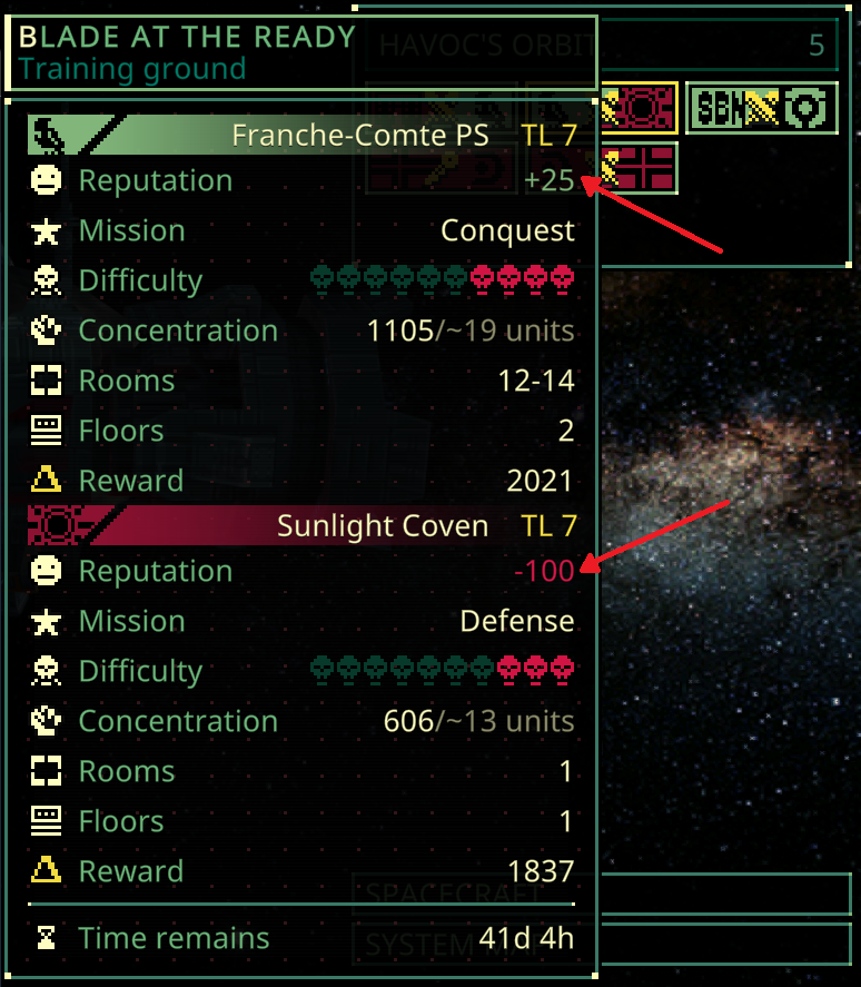 Reputation on Mission Tooltip preview
