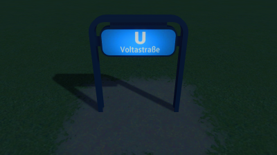 Metro station signs with Voltastraße text on them.