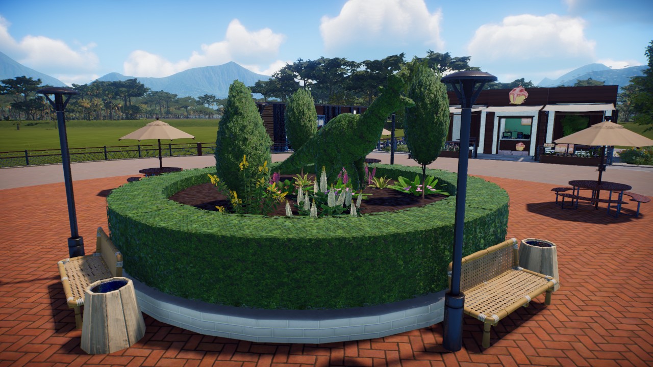 Topiary statue hadrosaurs