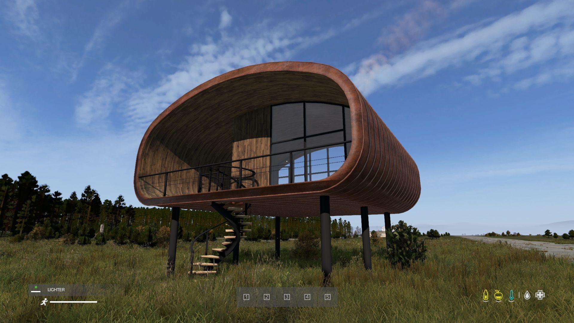 Wooden Stilt House with Fireplace