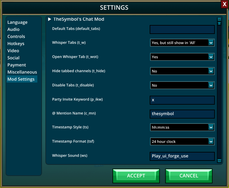 Mod Settings - Companion