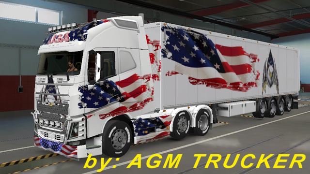 SKIN TRUCK VOLVO FH AGUIA USA C/ REBOQUE - CANAL AGM TRUCKER