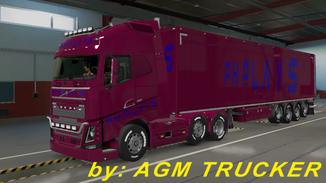 SKIN TRUCK VOLVO FH E REBOQUE (ROSA) PH PLAYS - CANAL AGM TRUCKER