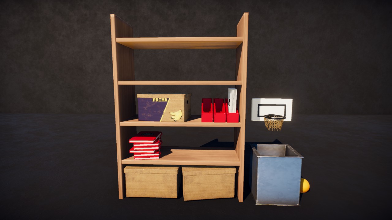 Shelfs and Basket Bin
