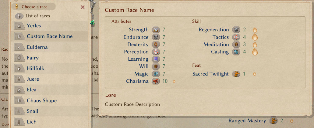 Your Custom Race