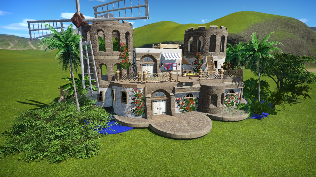 Mediterranean Greek Castle Shop Blueprint