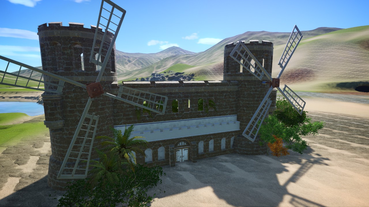Stone Castle Windmill Decor