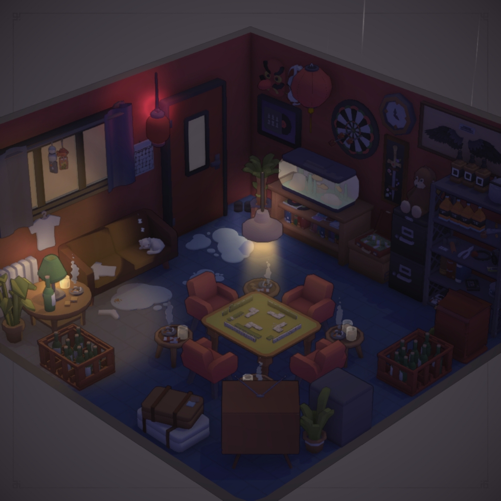 illegial mahjong parlor on a stormy night