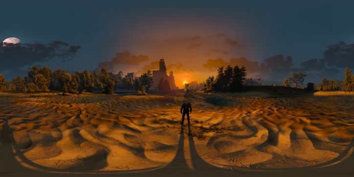 The Witcher 3 Sunset past Temple Isle