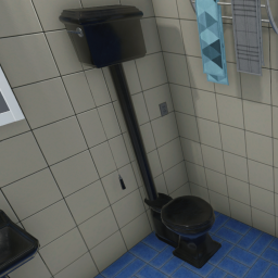 Pull Chain Toilet (Black & Silver)
