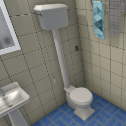 Pull Chain Toilet (White & Silver)