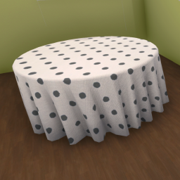 Round Tablecloth (White Polkadot)