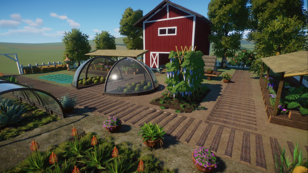 Farm garden crops and flowers