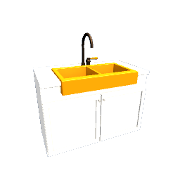 Cabinet Floor 600x1200 Double Sink Copper - Orange