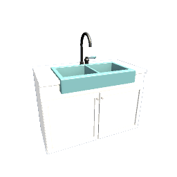 Cabinet Floor 600x1200 Double Sink Chrome - Turquoise