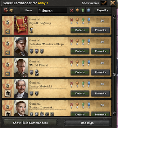 Major leaders as generals