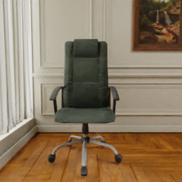 Swivel Leather Office Chair, Earthy Green