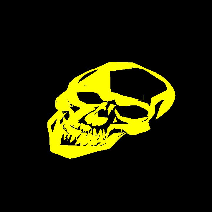 A glowing sigil - yellow skull