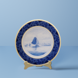 Decorative Plate on Stand, Blue Sail