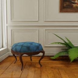 Victorian Tufted Foot Stool, Blue