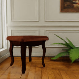 Edwardian Stool, Brown Leather