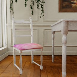 Cushioned Farm Dining Chair, Pink Watercolor