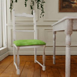 Cushioned Farm Dining Chair, Woven Green