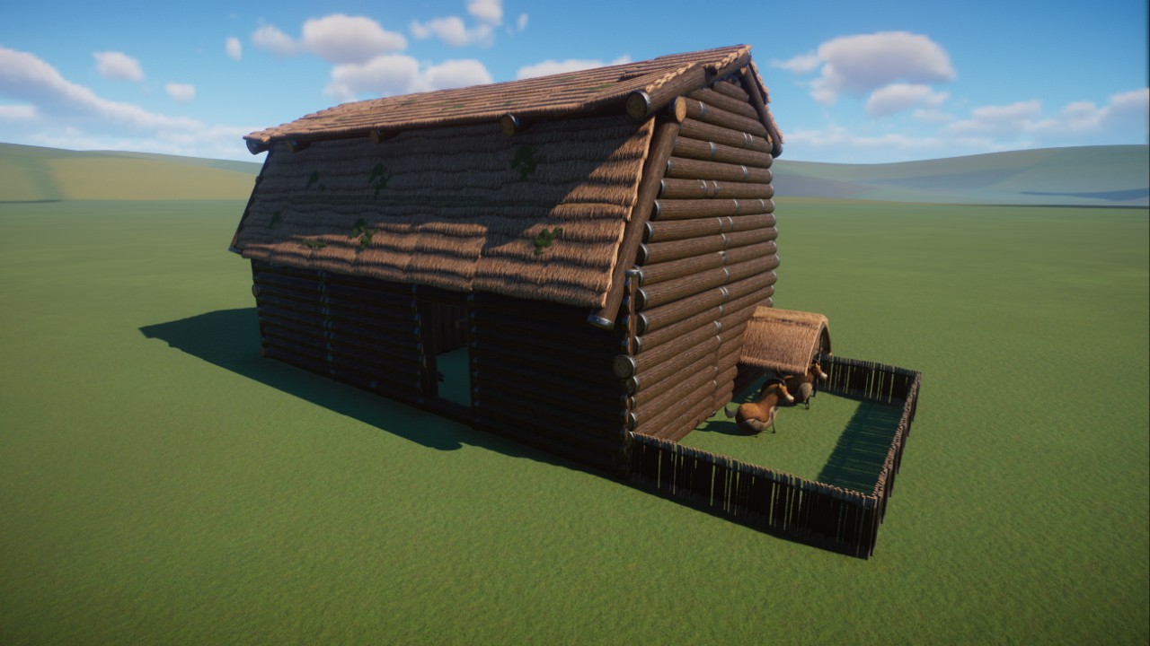 Early medieval house with horses