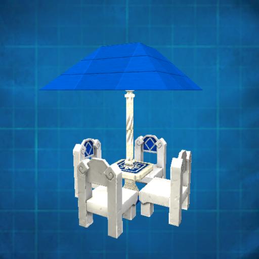 Patio table with an umbrella