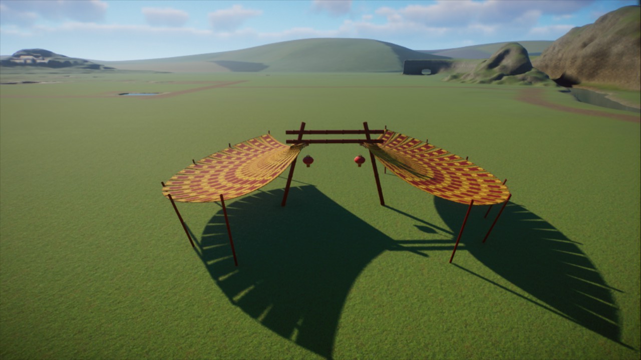 Asian arch with sunshades