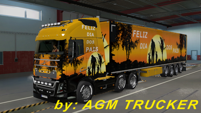SKIN TRUCK VOLVO FH E REBOQUE DIA DOS PAIS- CANAL AGM TRUCKER