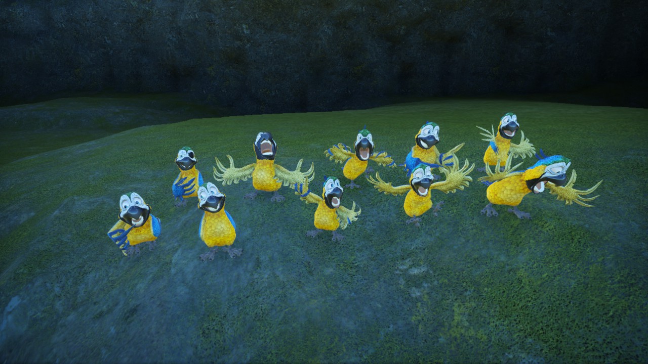 10 parots yellow - 10 perroquets