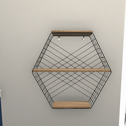Static Height Lower Wire and wood 6 sided shelf Light French Walnut