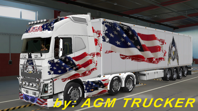 SKIN TRUCK VOLVO FH E REBOQUE (USA) - CANAL AGM TRUCKER