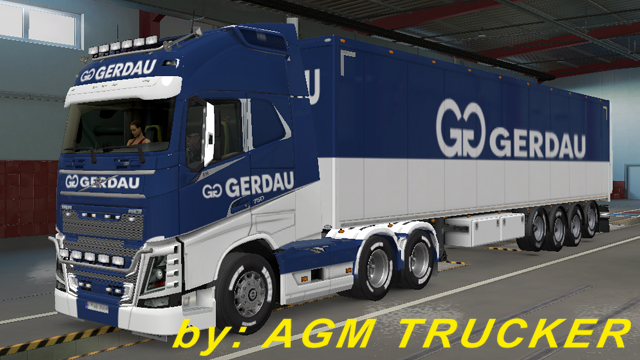SKIN TRUCK VOLVO FH E REBOQUE (GERDAU) - CANAL AGM TRUCKER