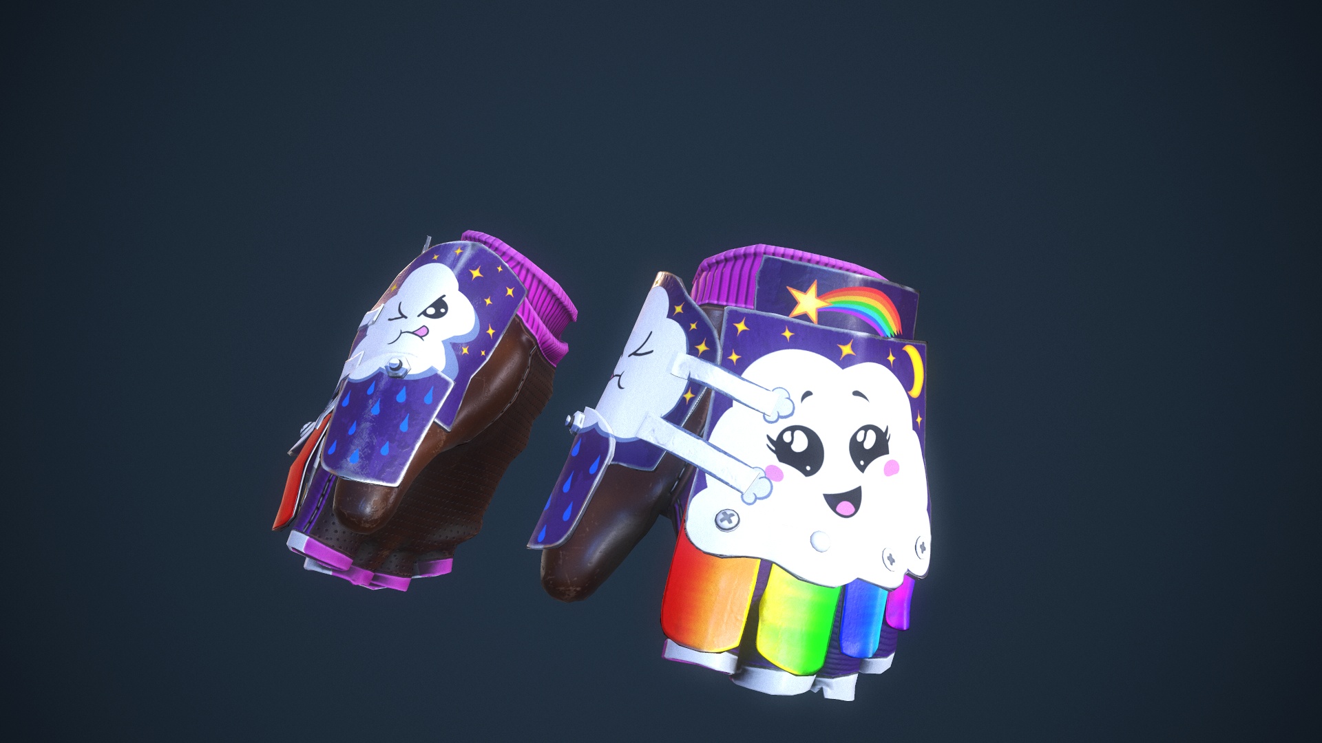 Rainbow Pony Roadsign Gloves