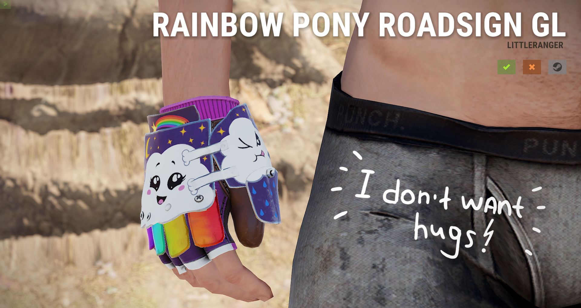 Rainbow Pony Roadsign Gloves