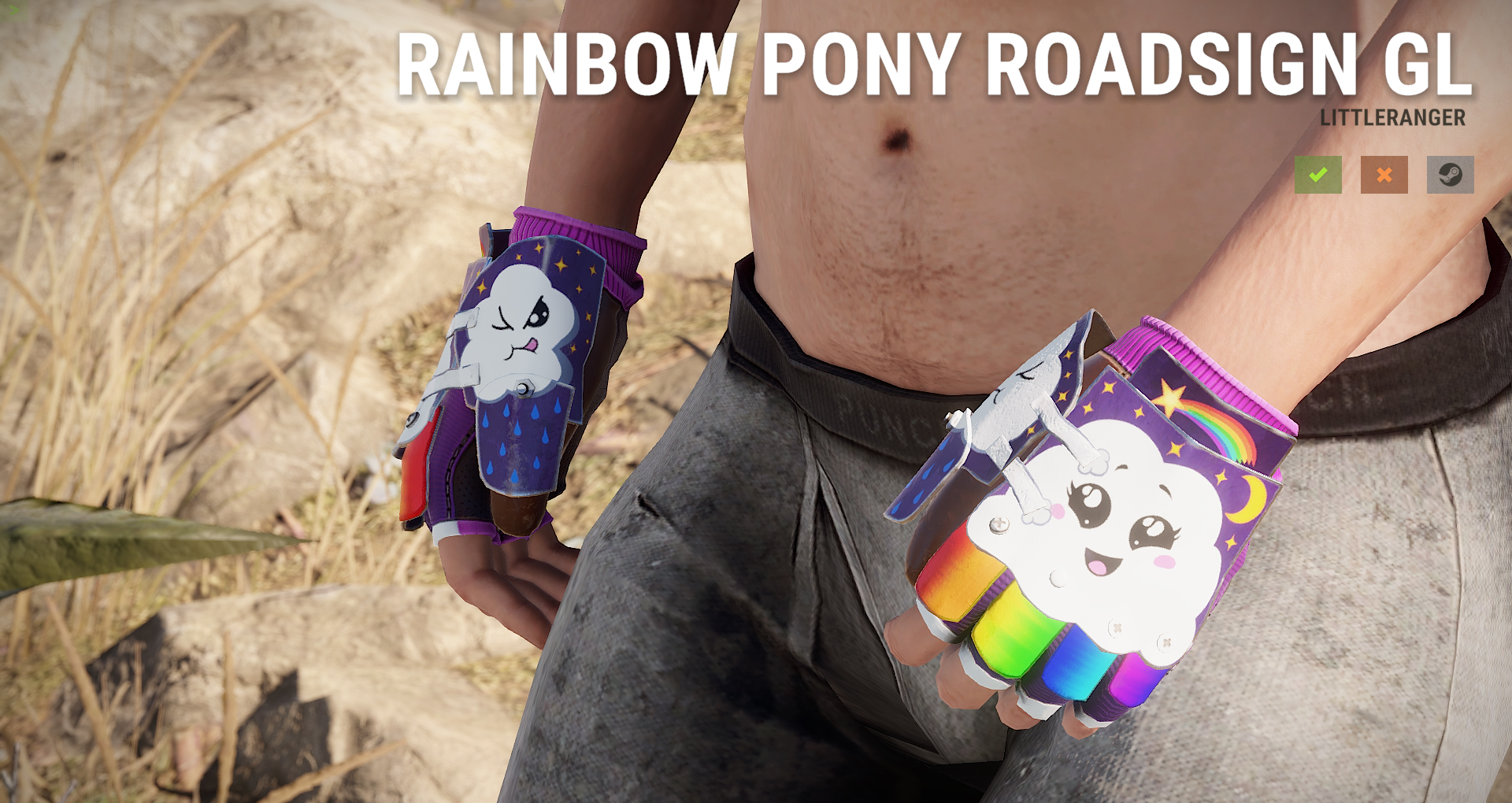 Rainbow Pony Roadsign Gloves