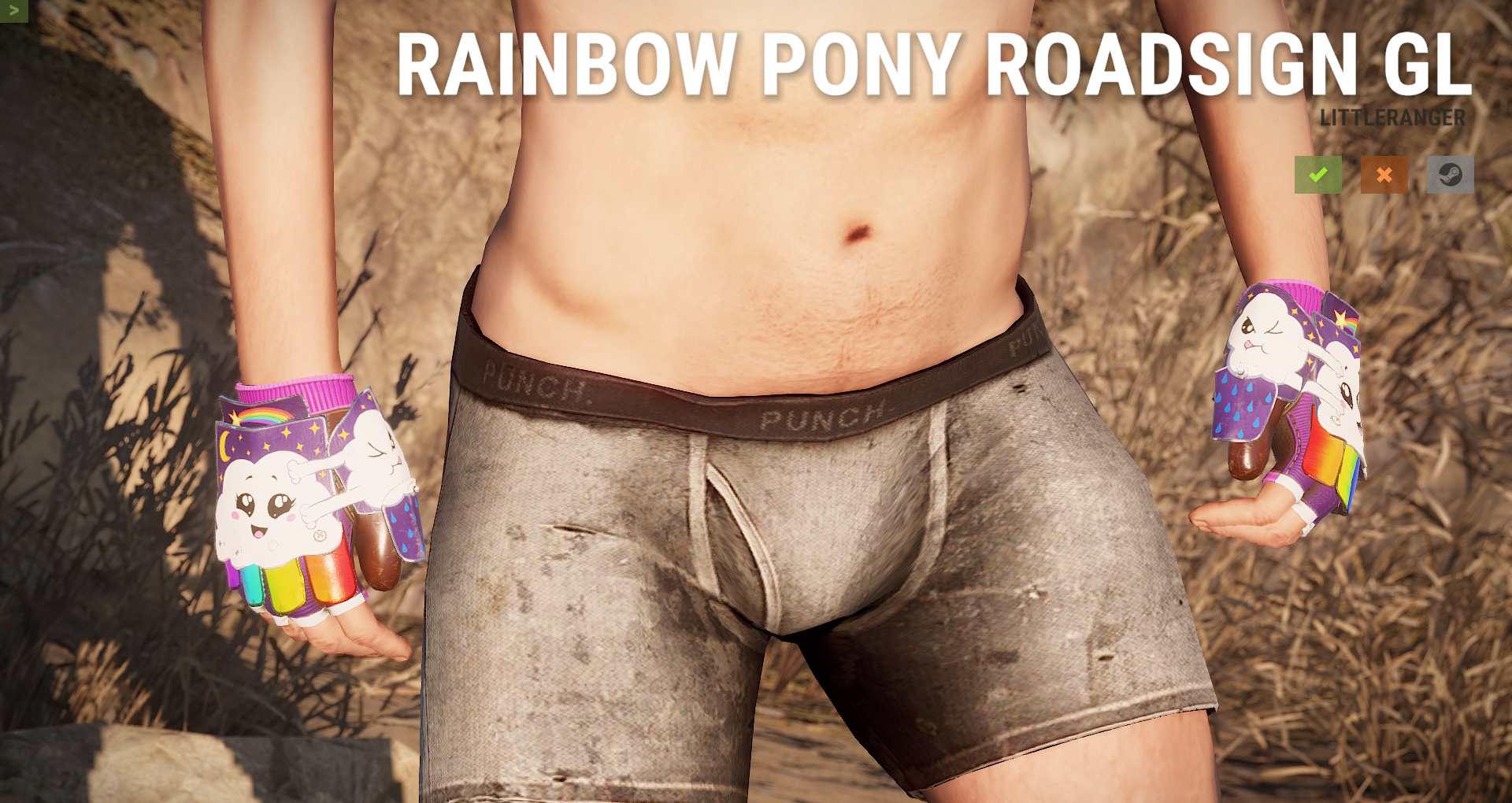 Rainbow Pony Roadsign Gloves