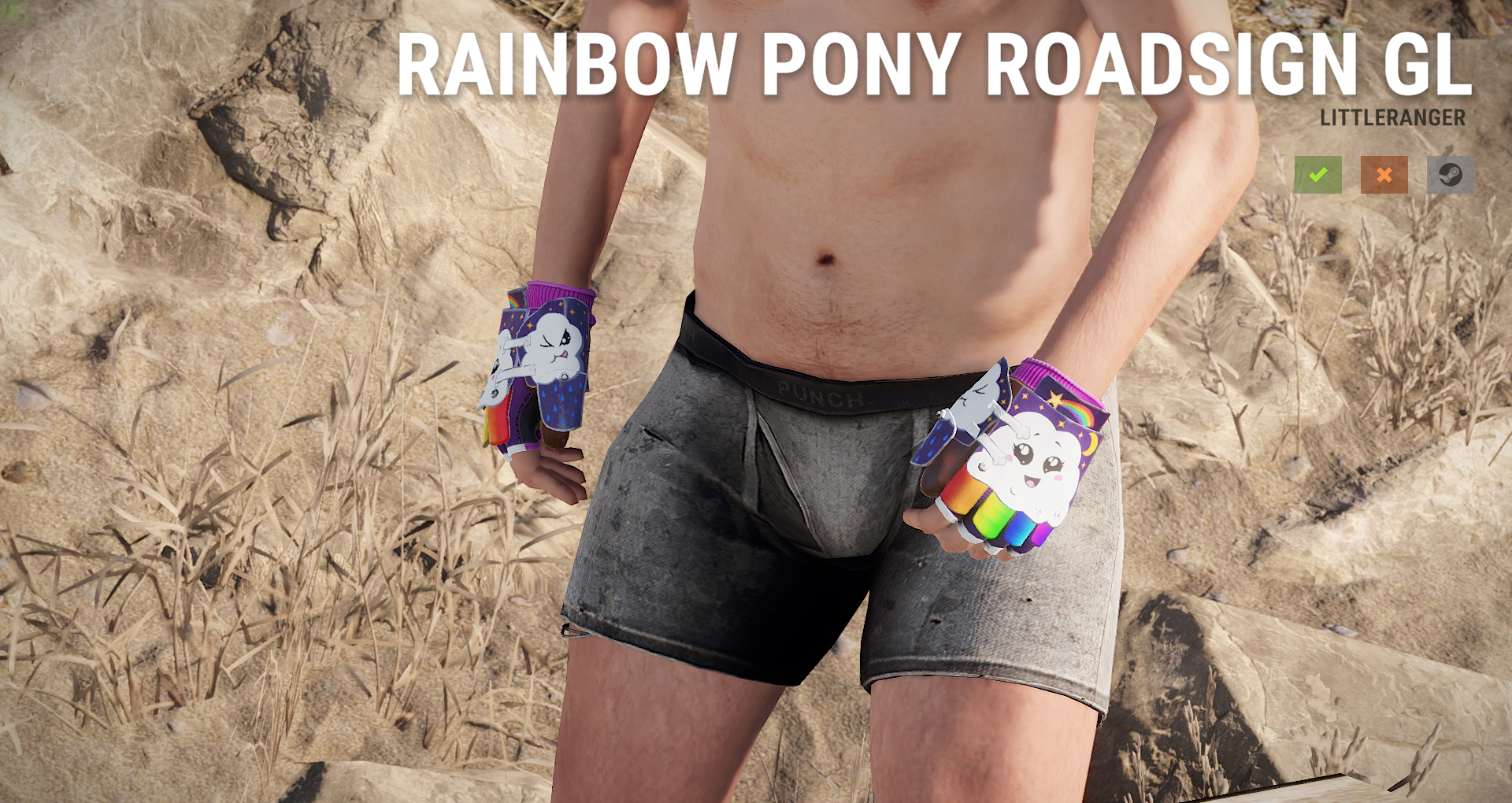 Rainbow Pony Roadsign Gloves