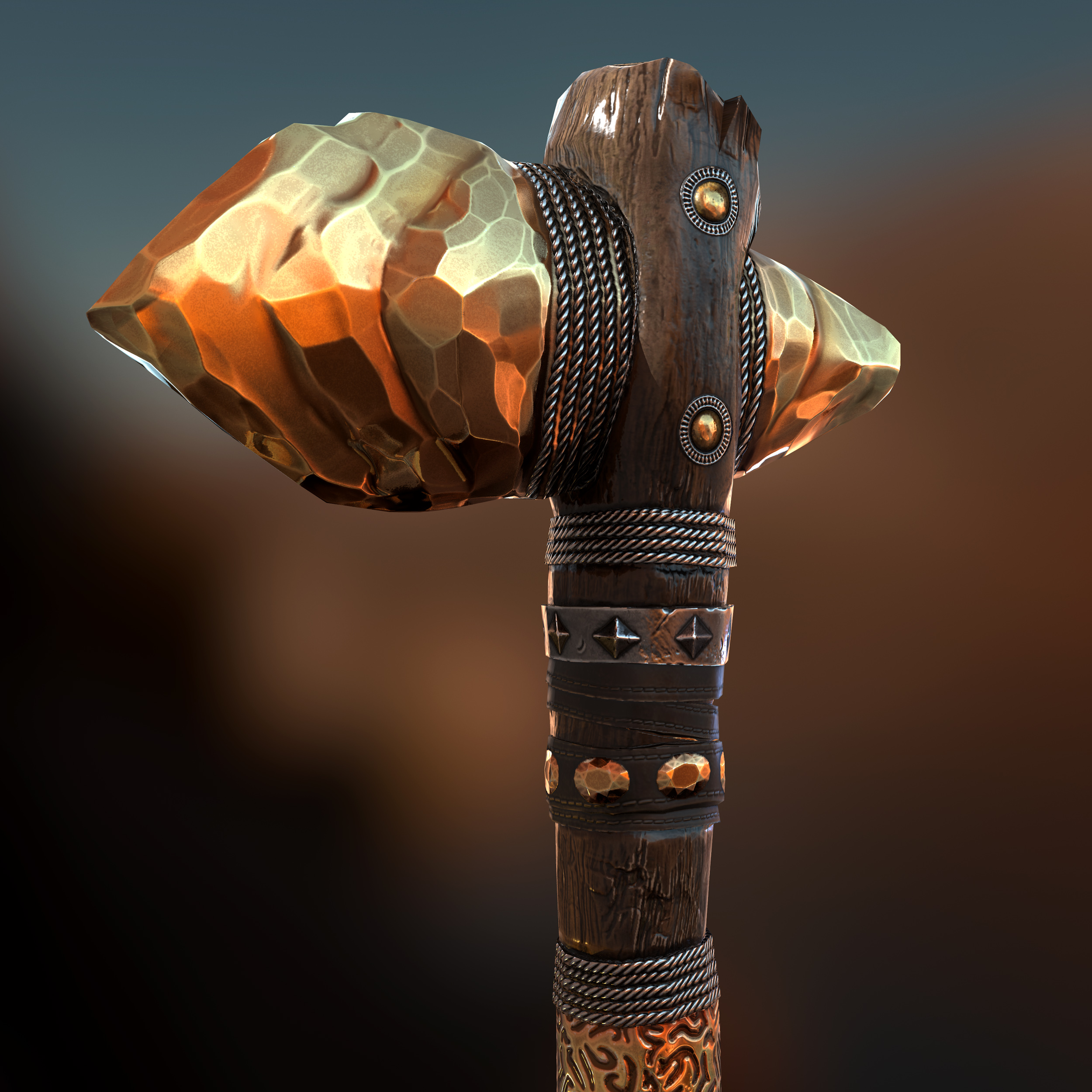 Gold Ore Stone Hatchet