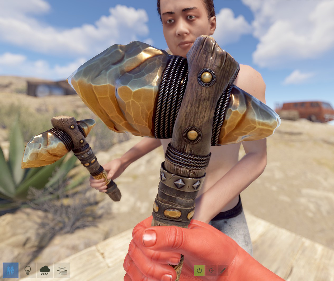 Gold Ore Stone Hatchet