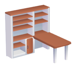 L Desk With Shelves 