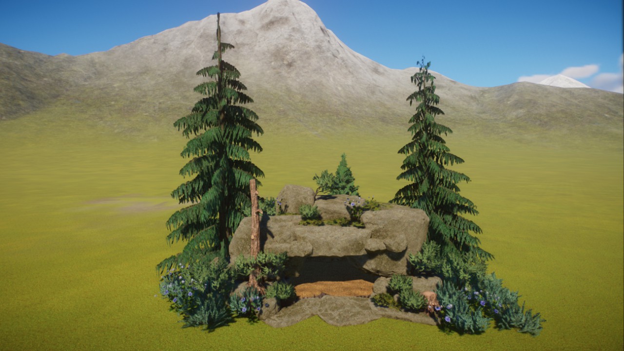 Taiga Rock Shelter With Plants