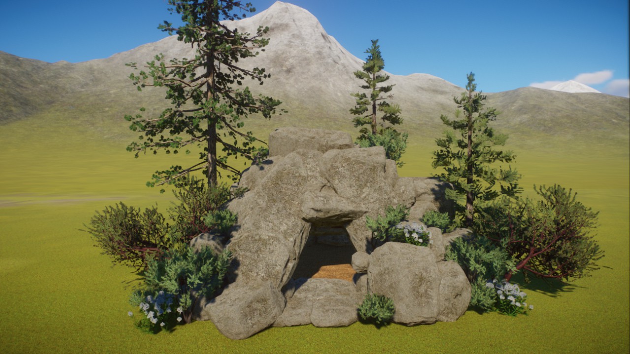 Taiga Rock Shelter 2 With Plants